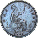 1861 Penny (F33) - Victoria British Bronze Coin - Nice