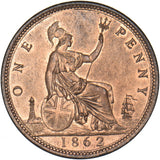 1862 Penny (F39) - Victoria British Bronze Coin - Very Nice