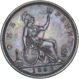 1862 Penny - Victoria British Bronze Coin - Very Nice