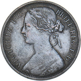 1863 Penny - Victoria British Bronze Coin - Nice