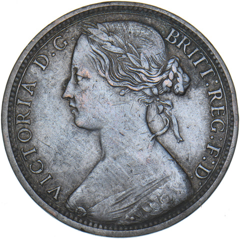1863 Penny - Victoria British Bronze Coin - Nice