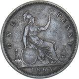 1863 Penny - Victoria British Bronze Coin - Nice