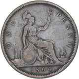 1864 Penny (Crosslet 4) - Victoria British Bronze Coin