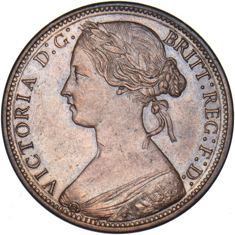 1866 Penny - Victoria British Bronze Coin - Nice