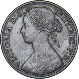 1866 Penny - Victoria British Bronze Coin - Very Nice