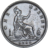 1866 Penny - Victoria British Bronze Coin - Very Nice