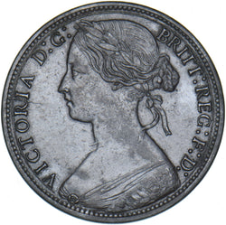 1866 Penny - Victoria British Bronze Coin - Very Nice