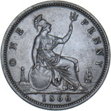 1866 Penny - Victoria British Bronze Coin - Very Nice