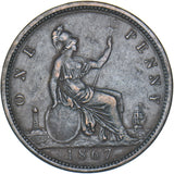 1867 Penny - Victoria British Bronze Coin - Nice