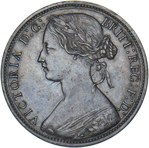 1870 Penny - Victoria British Bronze Coin - Very Nice