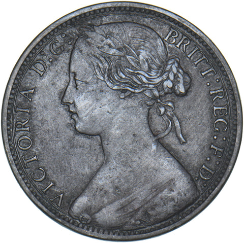1870 Penny - Victoria British Bronze Coin - Nice