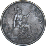 1870 Penny - Victoria British Bronze Coin - Nice
