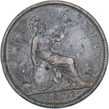 1872 Penny - Victoria British Bronze Coin - Nice