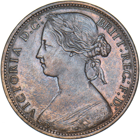 1873 Penny - Victoria British Bronze Coin - Very Nice