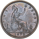 1873 Penny - Victoria British Bronze Coin - Very Nice