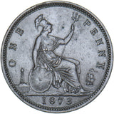 1873 Penny - Victoria British Bronze Coin - Nice