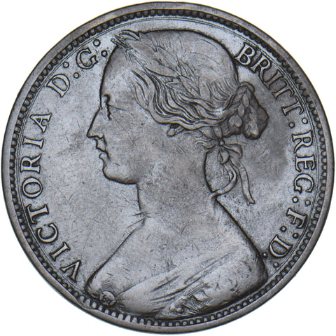 1874 H Penny (F66) - Victoria British Bronze Coin - Nice