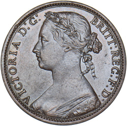 1875 Penny (F82) - Victoria British Bronze Coin - Very Nice