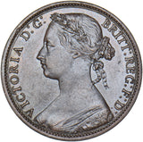 1875 Penny (F82) - Victoria British Bronze Coin - Very Nice