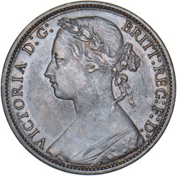 1875 Penny (F80) - Victoria British Bronze Coin - Very Nice