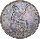 1876 H Penny (F89) - Victoria British Bronze Coin