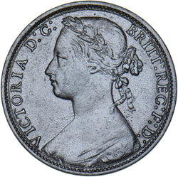1876 H Penny (F89) - Victoria British Bronze Coin - Nice