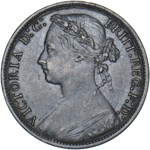 1877 Penny (F91) - Victoria British Bronze Coin - Very Nice