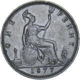 1877 Penny (F91) - Victoria British Bronze Coin - Very Nice