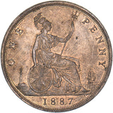 1887 Penny - Victoria British Bronze Coin - Very Nice