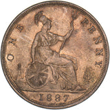 1887 Penny - Victoria British Bronze Coin - Very Nice