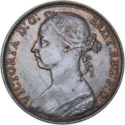 1890 Penny - Victoria British Bronze Coin - Very Nice