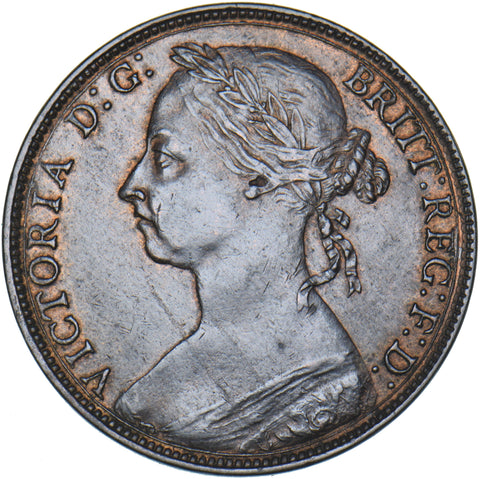 1890 Penny - Victoria British Bronze Coin - Very Nice