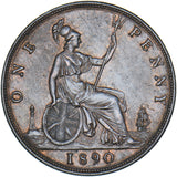 1890 Penny - Victoria British Bronze Coin - Very Nice
