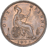 1893 Penny - Victoria British Bronze Coin - Superb