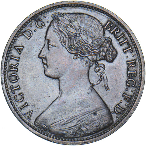 1863 Penny - Victoria British Bronze Coin - Very Nice