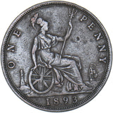 1893 Penny - Victoria British Bronze Coin
