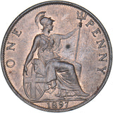1897 Penny - Victoria British Bronze Coin - Very Nice