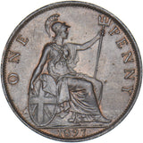 1897 Penny - Victoria British Bronze Coin - Very Nice