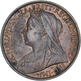 1897 Penny - Victoria British Bronze Coin - Very Nice