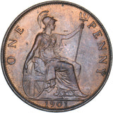 1901 Penny - Victoria British Bronze Coin - Very Nice