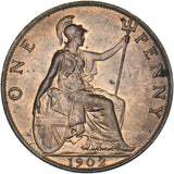 1902 Penny - Edward VII British Bronze Coin - Superb
