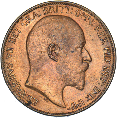 1902 Penny - Edward VII British Bronze Coin - Very Nice