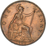 1902 Penny - Edward VII British Bronze Coin - Very Nice