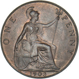 1903 Penny - Edward VII British Bronze Coin - Superb