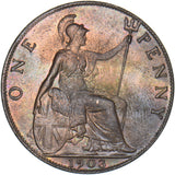 1903 Penny - Edward VII British Bronze Coin - Very Nice
