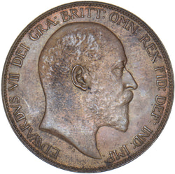 1906 Penny - Edward VII British Bronze Coin - Very Nice
