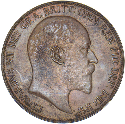 1906 Penny - Edward VII British Bronze Coin - Very Nice
