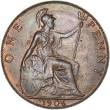 1906 Penny - Edward VII British Bronze Coin - Very Nice