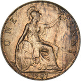 1907 Penny - Edward VII British Bronze Coin - Very Nice