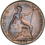 1907 Penny - Edward VII British Bronze Coin - Very Nice